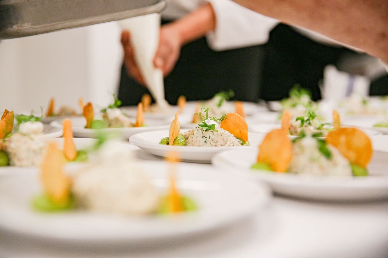 Plated dishes ready for delivery
